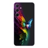 Le Balvo Samsung Galaxy A35 Uyumlu Gökkuşağı Kelebeği Baskılı Silikon Kılıf