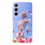 Le Balvo Samsung Galaxy A35 Uyumlu İskelet Çiçekleri Baskılı Silikon Kılıf