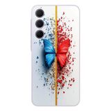 Le Balvo Samsung Galaxy A35 Uyumlu Kırmızı Mavi Kelebek Baskılı Silikon Kılıf
