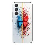 Le Balvo Samsung Galaxy A54 Uyumlu Kırmızı Mavi Kelebek Baskılı Silikon Kılıf