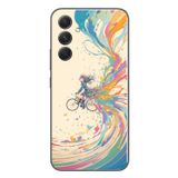 Le Balvo Samsung Galaxy A54 Uyumlu Rengarenk Bisikletli Kız Baskılı Silikon Kılıf