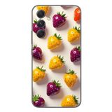 Le Balvo Samsung Galaxy A54 Uyumlu Sarı Kırmızı Çilekler Baskılı Silikon Kılıf