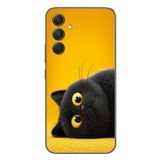 Le Balvo Samsung Galaxy A54 Uyumlu Yan Bakan Siyah Kedi Baskılı Silikon Kılıf