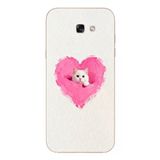 Le Balvo Samsung Galaxy A7 (2017) Uyumlu Pembe Kalpli Kedi Baskılı Silikon Kılıf