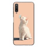 Le Balvo Samsung Galaxy A7 2018 Uyumlu Beyaz Kelebekli Kedi Baskılı Silikon Kılıf