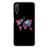Le Balvo Samsung Galaxy A7 2018 Uyumlu Dünya Renkli Haritası Baskılı Silikon Kılıf