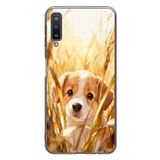 Le Balvo Samsung Galaxy A7 2018 Uyumlu Golden Köpek Baskılı Silikon Kılıf