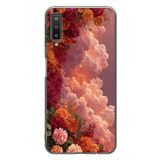 Le Balvo Samsung Galaxy A7 2018 Uyumlu Güller ve Bulutlar Baskılı Silikon Kılıf