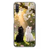 Le Balvo Samsung Galaxy A7 2018 Uyumlu İlkbahar Kedileri Baskılı Silikon Kılıf