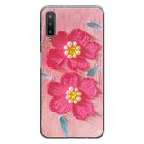 Le Balvo Samsung Galaxy A7 2018 Uyumlu İnci Çiçekler Baskılı Silikon Kılıf
