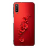 Le Balvo Samsung Galaxy A7 2018 Uyumlu Kırmızı Kardelenler Baskılı Silikon Kılıf