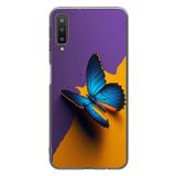 Le Balvo Samsung Galaxy A7 2018 Uyumlu Mavi Kelebek Baskılı Silikon Kılıf