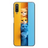 Le Balvo Samsung Galaxy A7 2018 Uyumlu Mavi Sarı Kediler Baskılı Silikon Kılıf