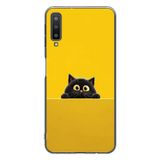 Le Balvo Samsung Galaxy A7 2018 Uyumlu Sarı Gözlü Kedi Baskılı Silikon Kılıf