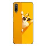 Le Balvo Samsung Galaxy A7 2018 Uyumlu Sarı Köpek Baskılı Silikon Kılıf