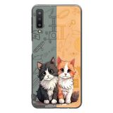 Le Balvo Samsung Galaxy A7 2018 Uyumlu Sarı ve Siyah Kedi Baskılı Silikon Kılıf