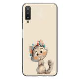 Le Balvo Samsung Galaxy A7 2018 Uyumlu Sevimli Çiçekli Kedi Baskılı Silikon Kılıf