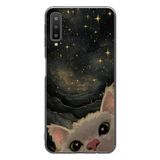 Le Balvo Samsung Galaxy A7 2018 Uyumlu Siyah Gökyüzülü Kedi Baskılı Silikon Kılıf
