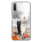 Le Balvo Samsung Galaxy A7 2018 Uyumlu Sonbahar Kedileri Baskılı Silikon Kılıf