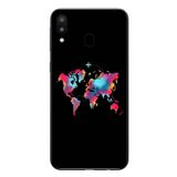 Le Balvo Samsung Galaxy M20 Uyumlu Dünya Renkli Haritası Baskılı Silikon Kılıf