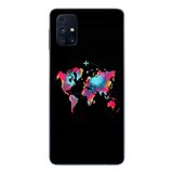 Le Balvo Samsung Galaxy M31s Uyumlu Dünya Renkli Haritası Baskılı Silikon Kılıf