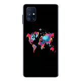 Le Balvo Samsung Galaxy M51 Uyumlu Dünya Renkli Haritası Baskılı Silikon Kılıf