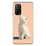 Le Balvo Xiaomi Mi 10 T Uyumlu Beyaz Kelebekli Kedi Baskılı Silikon Kılıf