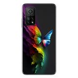 Le Balvo Xiaomi Mi 10 T Uyumlu Gökkuşağı Kelebeği Baskılı Silikon Kılıf