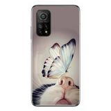 Le Balvo Xiaomi Mi 10 T Uyumlu Kelebekli Kedi Baskılı Silikon Kılıf