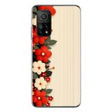 Le Balvo Xiaomi Mi 10 T Uyumlu Kırmızı Beyaz Çiçekler Baskılı Silikon Kılıf