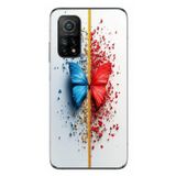 Le Balvo Xiaomi Mi 10 T Uyumlu Kırmızı Mavi Kelebek Baskılı Silikon Kılıf
