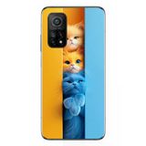 Le Balvo Xiaomi Mi 10 T Uyumlu Mavi Sarı Kediler Baskılı Silikon Kılıf