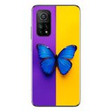 Le Balvo Xiaomi Mi 10 T Uyumlu Mor Sarı Kelebek Baskılı Silikon Kılıf