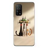 Le Balvo Xiaomi Mi 10 T Uyumlu Neşeli Kedi Ailesi Baskılı Silikon Kılıf