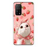 Le Balvo Xiaomi Mi 10 T Uyumlu Örtülü Kedi Çilekli Baskılı Silikon Kılıf