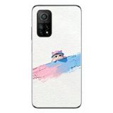 Le Balvo Xiaomi Mi 10 T Uyumlu Pembe Mavi Kedi Baskılı Silikon Kılıf