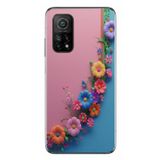 Le Balvo Xiaomi Mi 10 T Uyumlu Pembe Mavi Sarmaşık Baskılı Silikon Kılıf