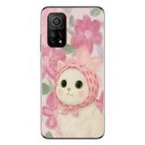 Le Balvo Xiaomi Mi 10 T Uyumlu Pembe Örtülü Kedi Baskılı Silikon Kılıf