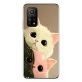 Le Balvo Xiaomi Mi 10 T Uyumlu Pembe Siyah Beyaz Kedi Baskılı Silikon Kılıf