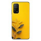 Le Balvo Xiaomi Mi 10 T Uyumlu Sarı Siyah Çiçekler Baskılı Silikon Kılıf