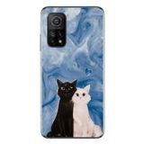 Le Balvo Xiaomi Mi 10 T Uyumlu Siyah ve Beyaz Kedi Baskılı Silikon Kılıf