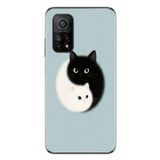 Le Balvo Xiaomi Mi 10 T Uyumlu Yin Yang Kediler Baskılı Silikon Kılıf