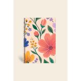 Le Color Bloom Garden Spiralli Defter Çizgili Bej 13X18 cm
