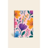 Le Color Bloom Garden Spiralli Defter Çizgili Pembe 13X18CM