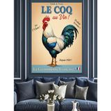 Le Coq Horoz Poster Retro Dekoratif Kanvas - Mdf Ahşap Tablo