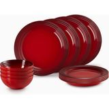 Le Creuset 12 Parça Lüks Tasarım Seramik Yemek Takımı 4 Kişilik Set - Kırmızı