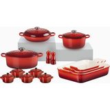 Le Creuset 13 Parça Profesyonel Mutfak Seti Döküm ve Seramik - Kırmızı