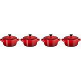 Le Creuset 4’lü Lüks Tasarım Mini Seramik Tencere Seti 250 ml - Kırmızı