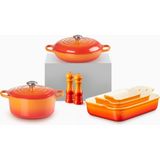 Le Creuset 7 Parça Mutfak Seti Döküm ve Seramik - Turuncu