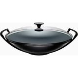 Le Creuset Döküm Wok Tava Cam Kapaklı 36 cm - Siyah